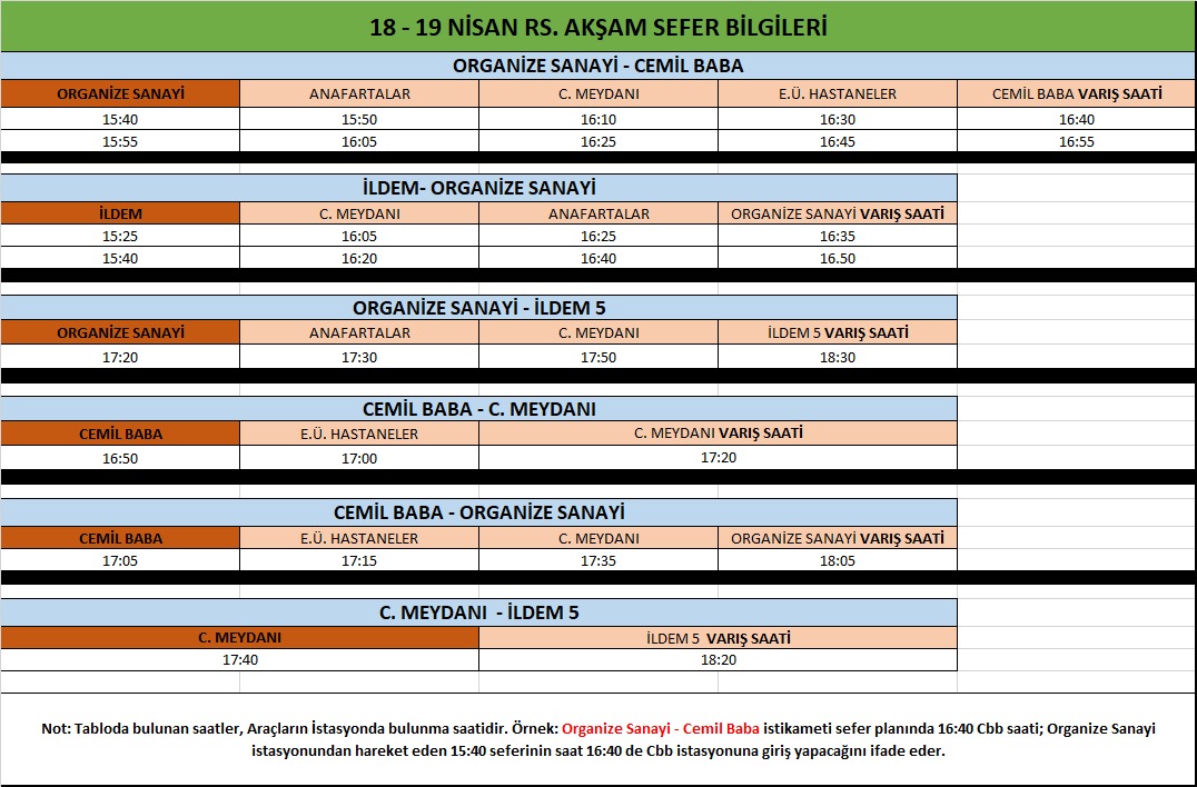 kayseri ildem otobüs saatleri